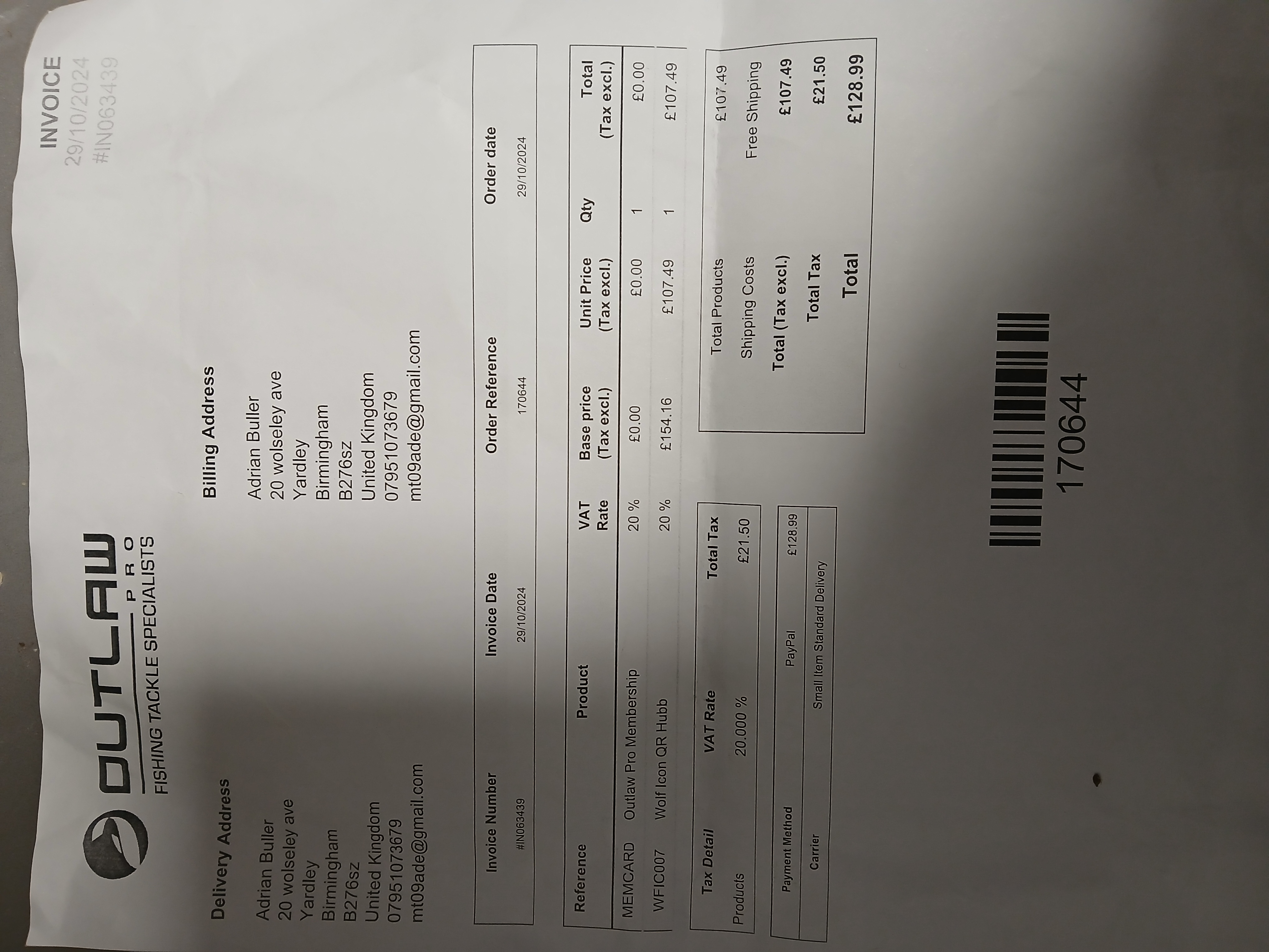 PROOF OF PURCHASE